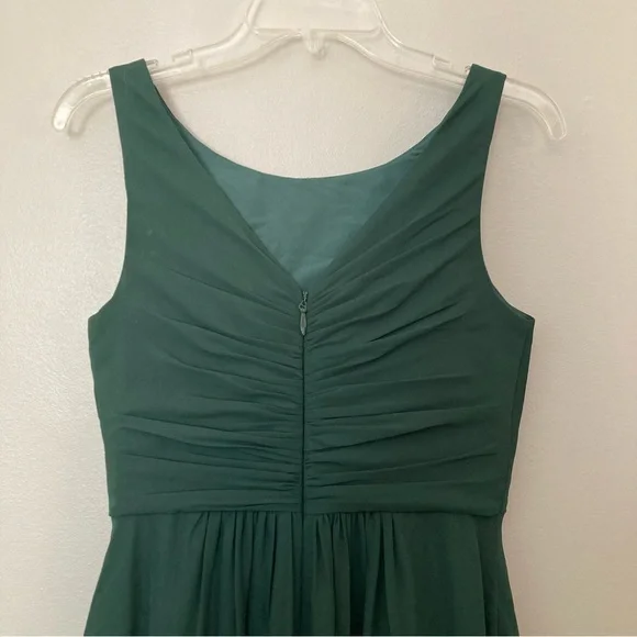 JJ’s House A-Line Boatneck Floor-Length Chiffon Bridesmaids Dress with Ruffle - Picture 9 of 14